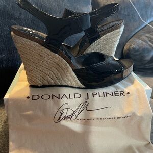 Donald J. Pliner Black Patent Wedges